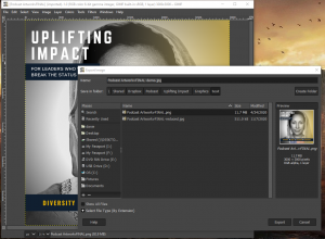 Screenshot of GIMP's export menu